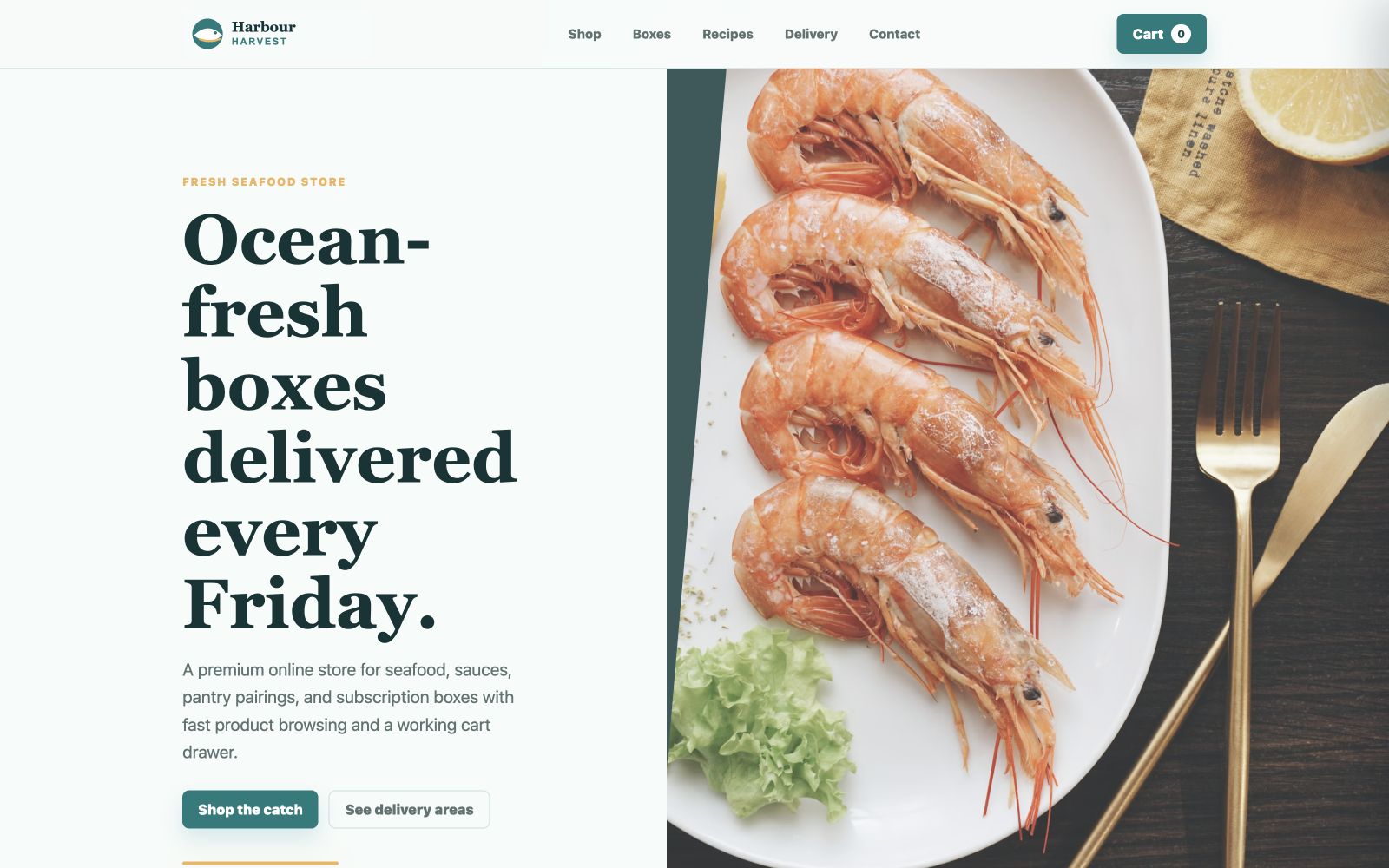 Harbour Harvest desktop homepage screenshot
