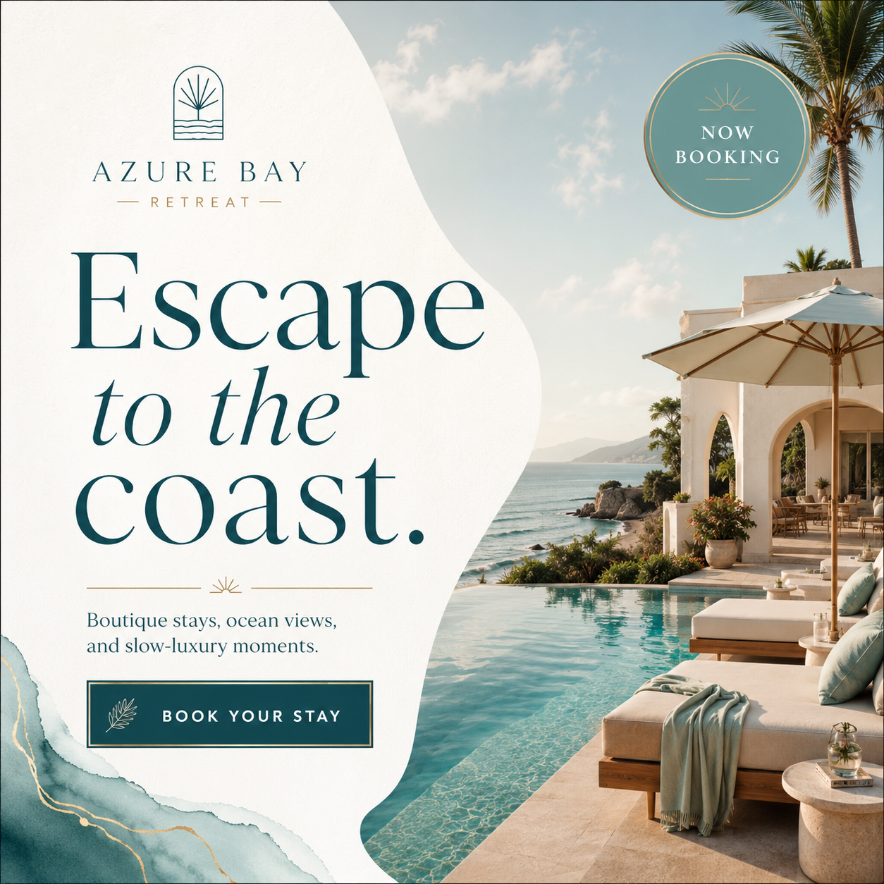 Azure Bay Retreat escape to the coast social media mockup
